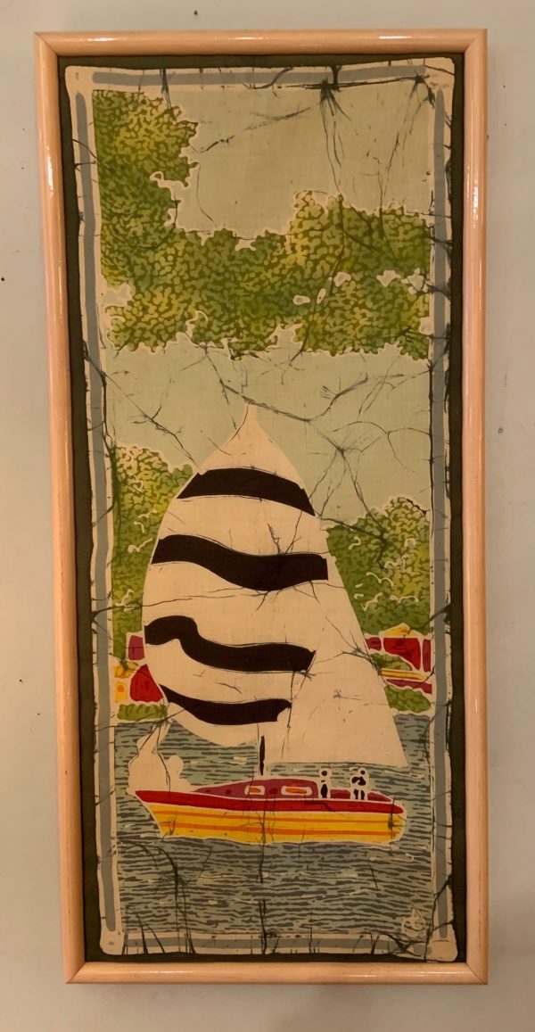 Framed Impressionest Silk Batik from the 1960s