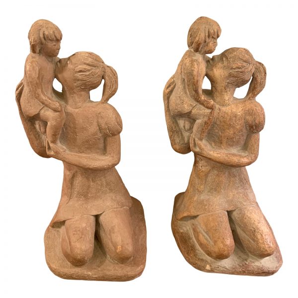 Austin Productions Mother Holding Daughter Sculptures a Pair