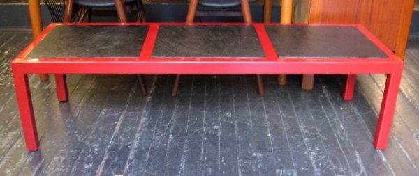 1960s Parsons Style Coffee Table with Slate Inserts