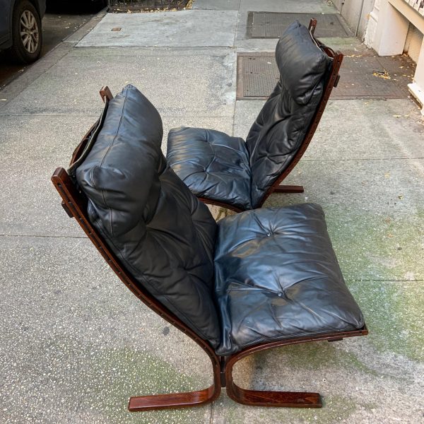 1960s Bentwood Leather Lounge Chairs by Ingmar Relling for Westnofa a Pair