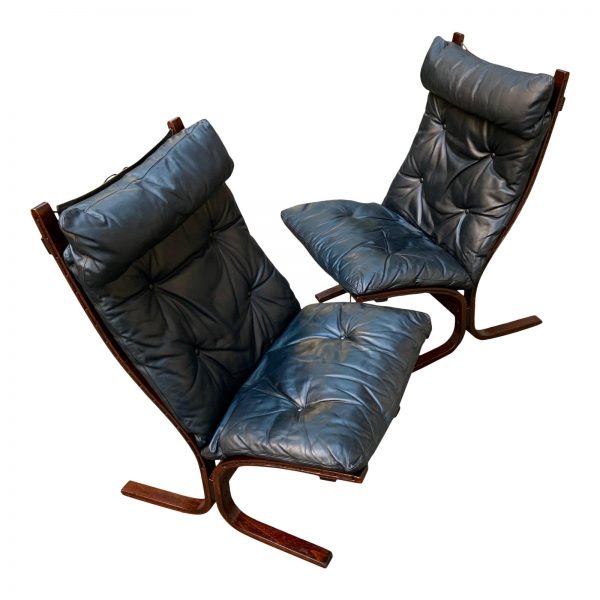 1960s Bentwood Leather Lounge Chairs by Ingmar Relling for Westnofa a Pair