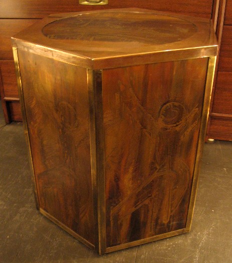 Acid Etched Brass Occassional Table by Mastercraft