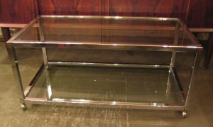 1970s Two Tier Chrome & Glass Coffee Table