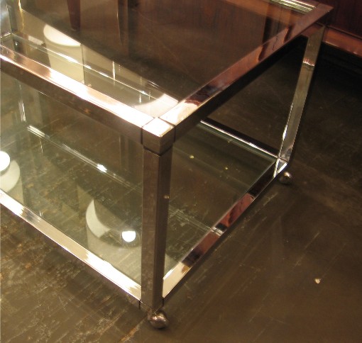 1970s Two Tier Chrome & Glass Coffee Table