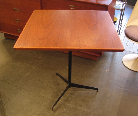 1960s Square Teak & Welded Iron Table