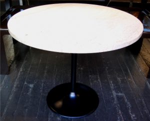Black Based Tulip Side Table w/ Travertine Top