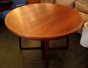 1960's Black Walnut Round Extension Dining Table