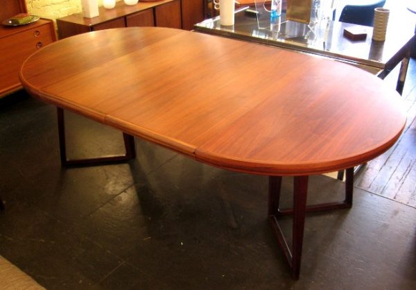 1960's Black Walnut Round Extension Dining Table