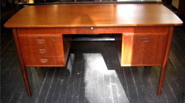 1960's Double Pedestal Teak Desk from Denmark
