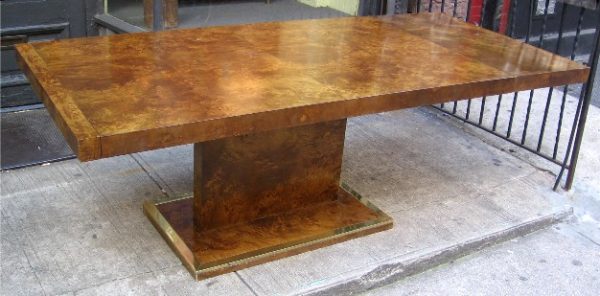 1970s Burlwood Pedestal Dining Table