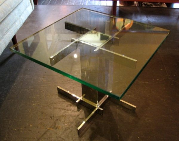1970s Chrome and Glass Side Table
