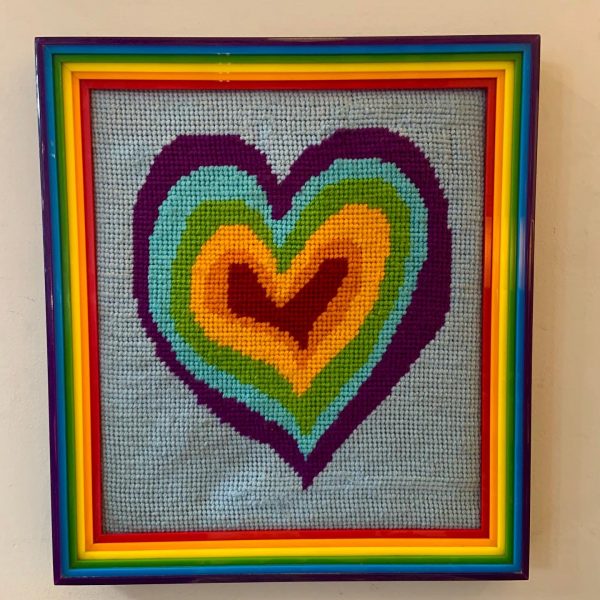 Rainbow Heart Needlepoint in Amazing Plexi Frame