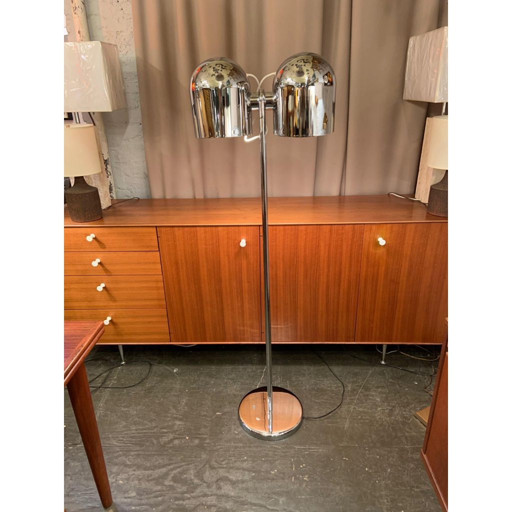 Dual Head Chrome Parallel Bar Floor Lamp by Robert Sonneman Mid