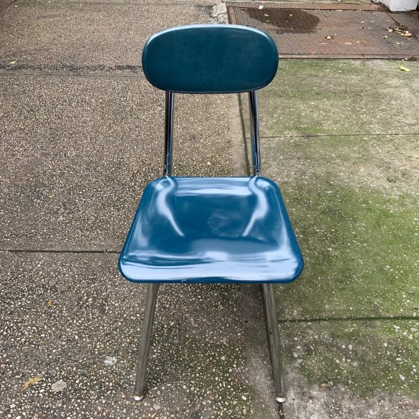 Navy Blue Melamine & Chrome School Chairs Set of 6