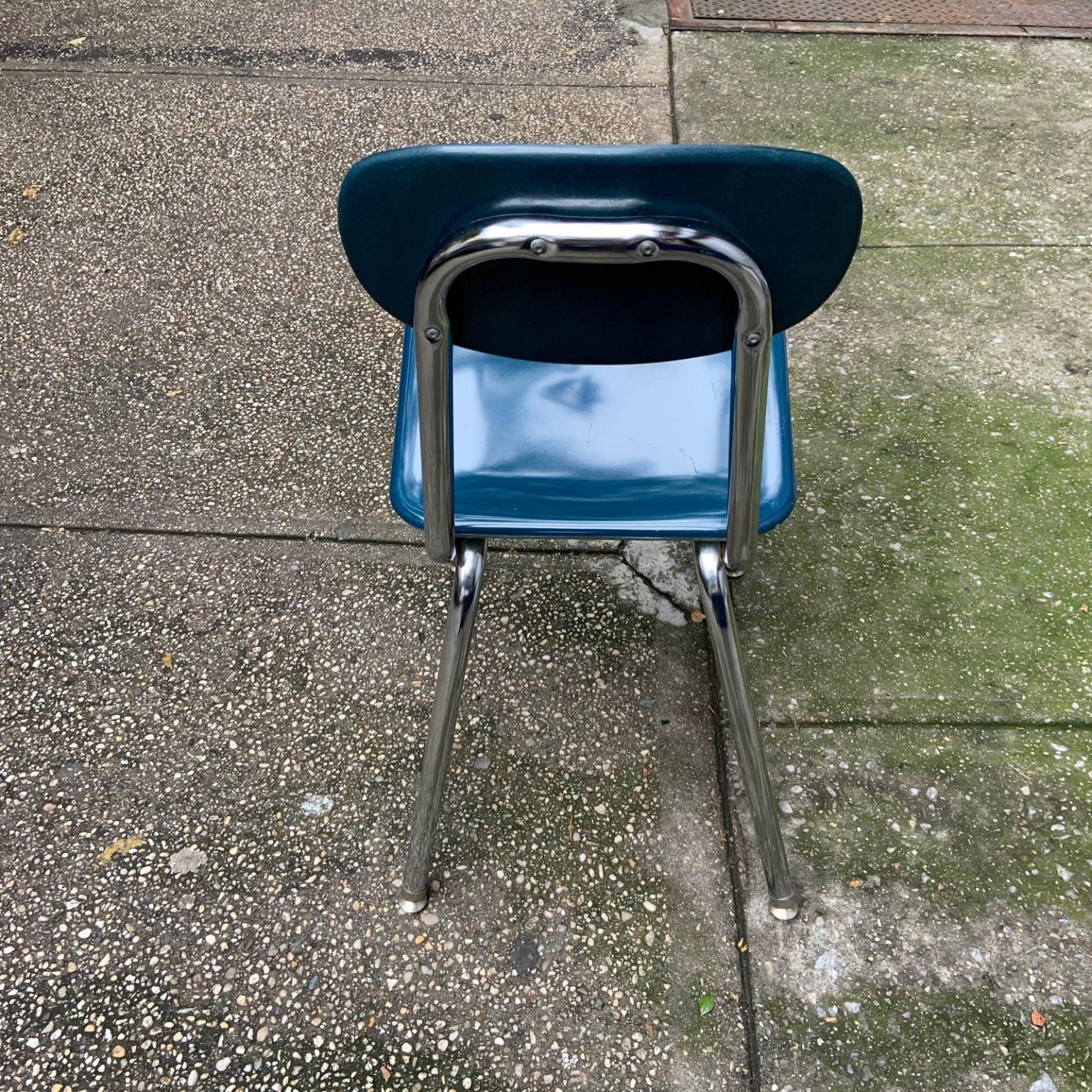 Navy Blue Melamine & Chrome School Chairs Set of 6 MidCentury Modern