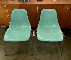 Pair of 1970s Turquoise Fiberglass Chairs