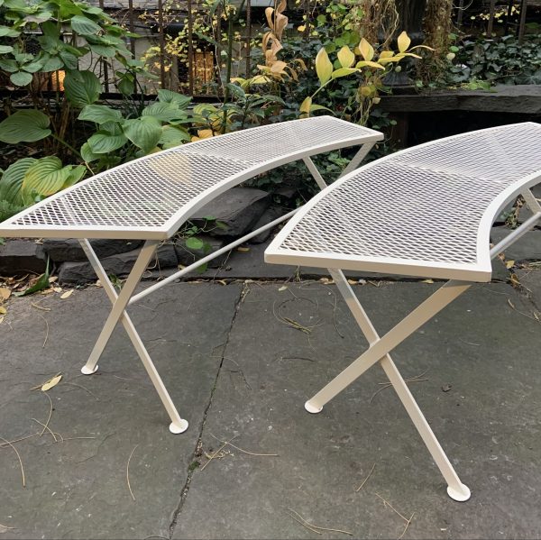 Pair of Curved Garden Patio Benches by Salterini