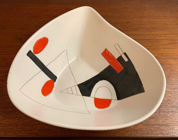Geometric Ceramic Dish by Peter Orlando, circa 1960
