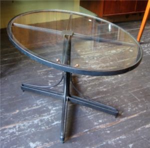 Iron and Glass Oval Cocktail Table