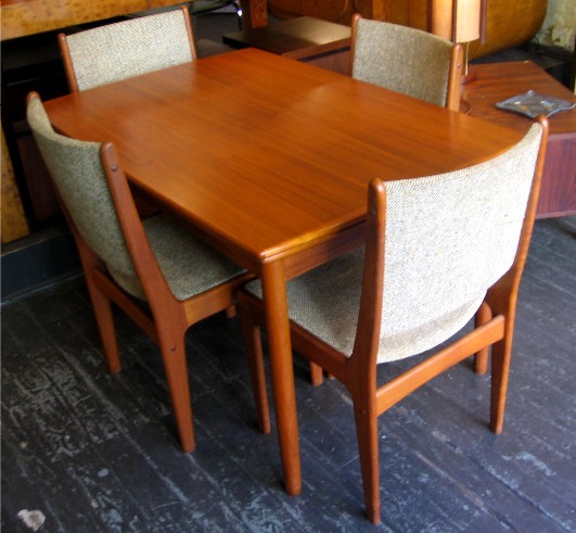 Teak Draw Leaf Dining Table and Four Chairs