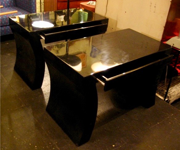 Oversized Lacquered Goatskin Bedside Tables by Karl Springer
