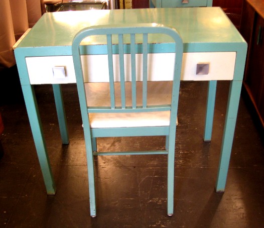 Simmons Painted Metal Writing Table with Chair
