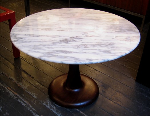 Walnut Tulip Base Table with Marble Top