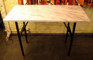 Marble and Enameled Metal Writing Table