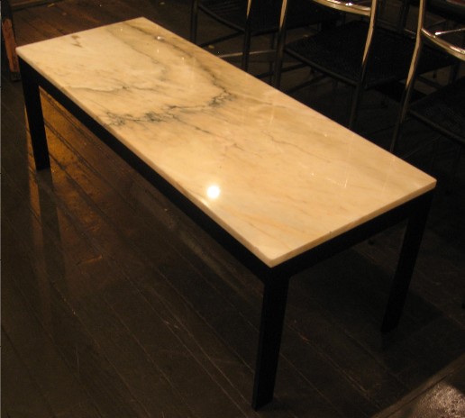Marble Coffee Table with Metal Flat Bar Base