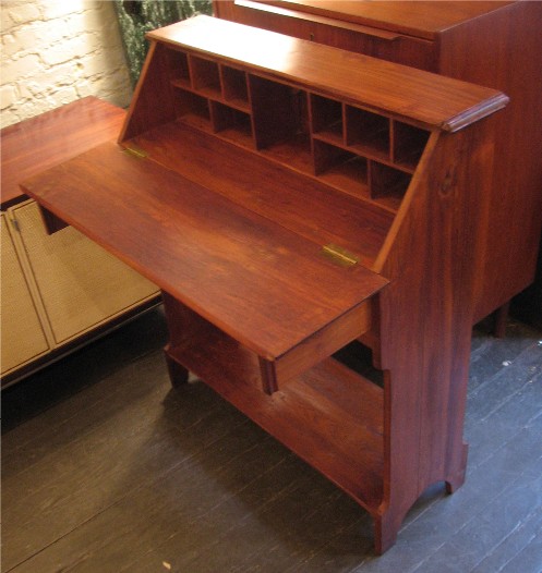 Solid Teak Wood Drop-Front Writing Console