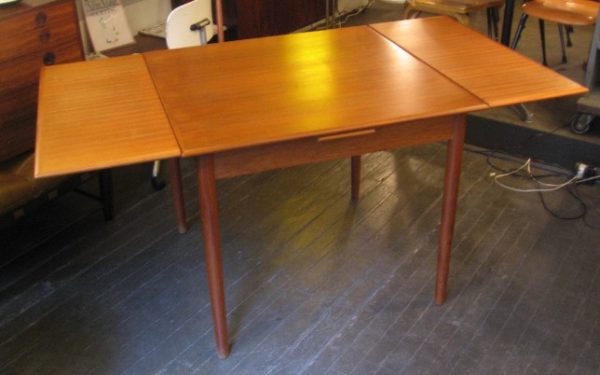 Square Teak Draw Leaf Extension Table from Denmark