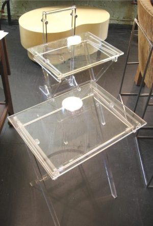 Pair of Folding Lucite TV Tables with Stand