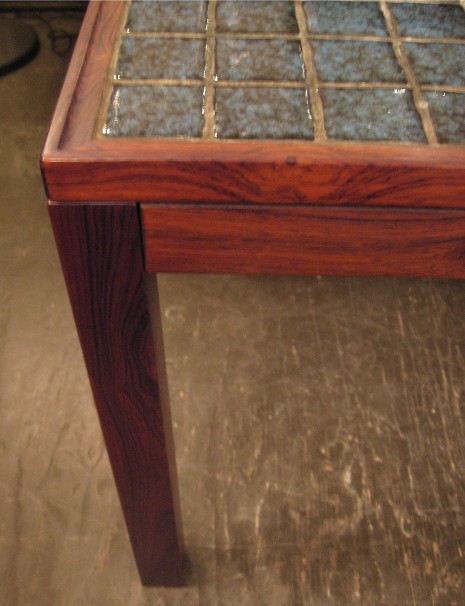 Large Rosewood and Tile Coffee Table