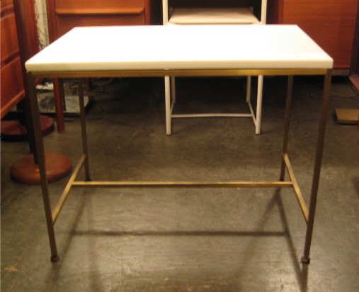 Paul McCobb Brass Side Table with Vitrolite Glass