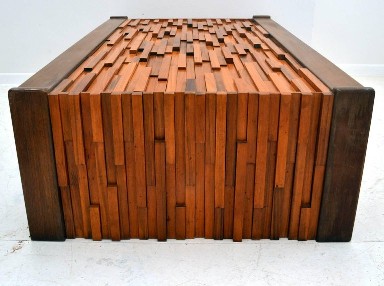 Brutalist Coffee Table in Brazilian Hard Wood Relief by Percifal Lafer