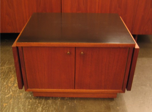 Small Walnut Cabinet with Black Laminate Top & Leaves