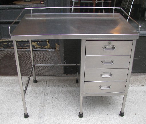 Industrial Stainless Steel Desk with Four Drawers