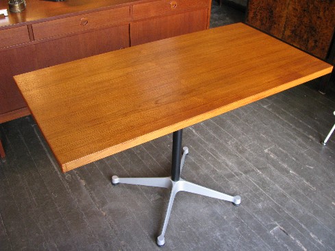 Eames Aluminum Group Table with Danish Teak Top