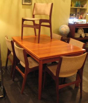 Teak Draw Leaf Table and Six Chairs