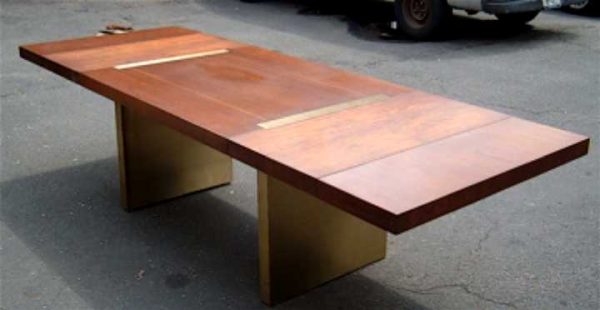 Widdicomb Walnut Rosewood and Brass Dining Table