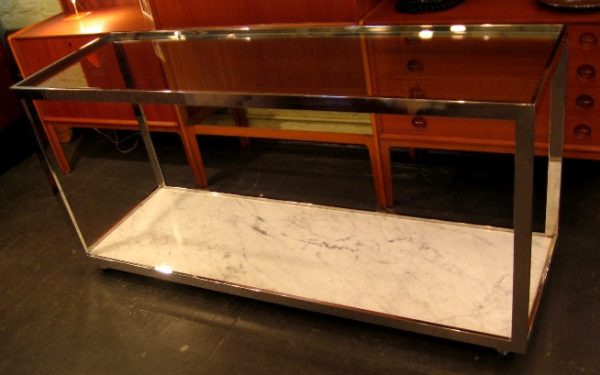 Chrome Marble and Glass Console Table