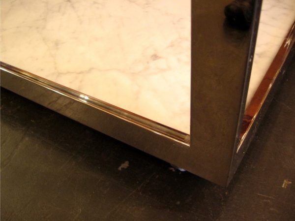 Chrome Marble and Glass Console Table