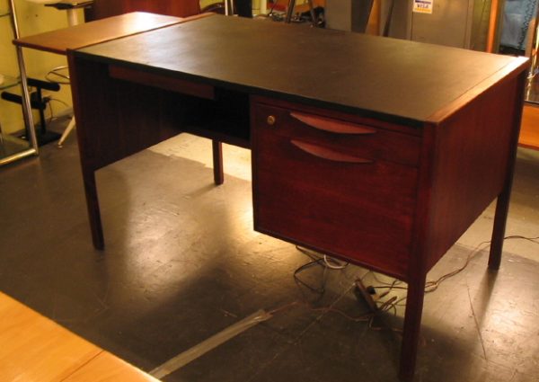 Jens Risom Single Pedestal Desk w/ Drop Leaf Typing Table