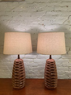 Honeycomb Ceramic Lamps by Haeger a Pair