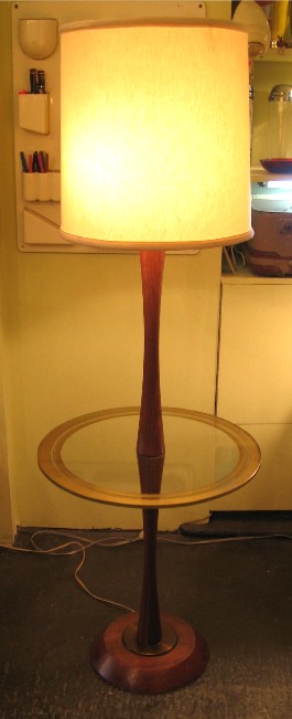 1950s Tapered Walnut and Glass Lamp Table