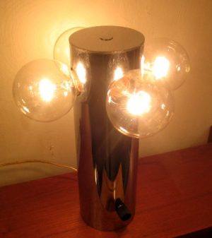 1970s Chrome Cylinder Lamp with Four Exposed Bulbs