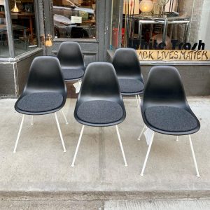 Eames Herman Miller Molded Plastic Side Chairs With Seat Pad