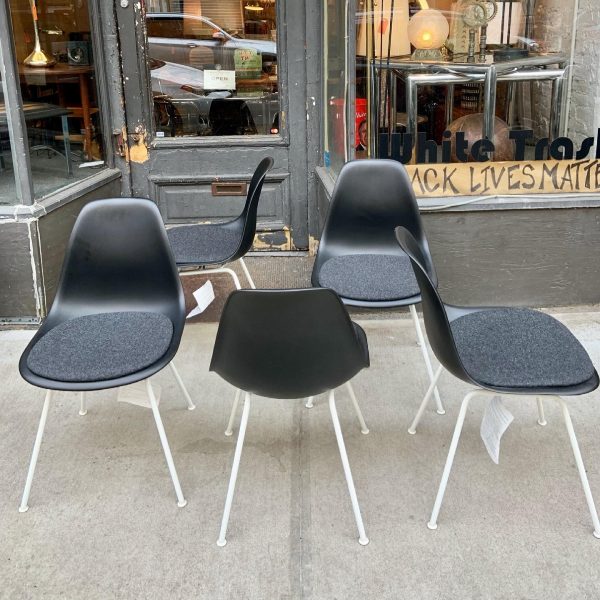Eames Herman Miller Molded Plastic Side Chairs With Seat Pad