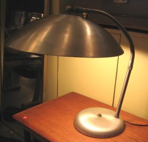 1950s Large Aluminum Saucer Desk Lamp