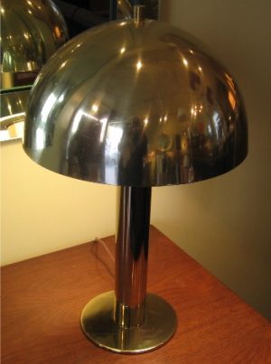 1970's Mushroom Shaped Brass & Aluminum Lamp